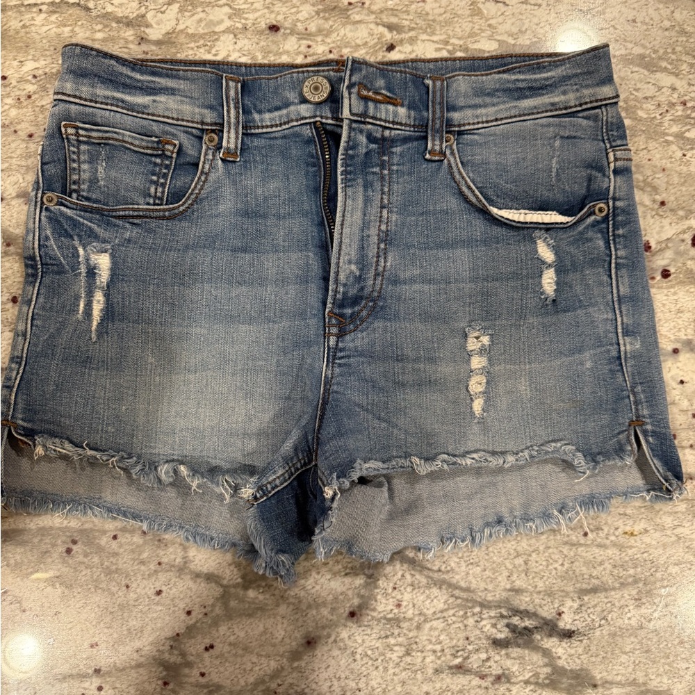 Express Blue Jean Shorts Distressed Mid-Thigh